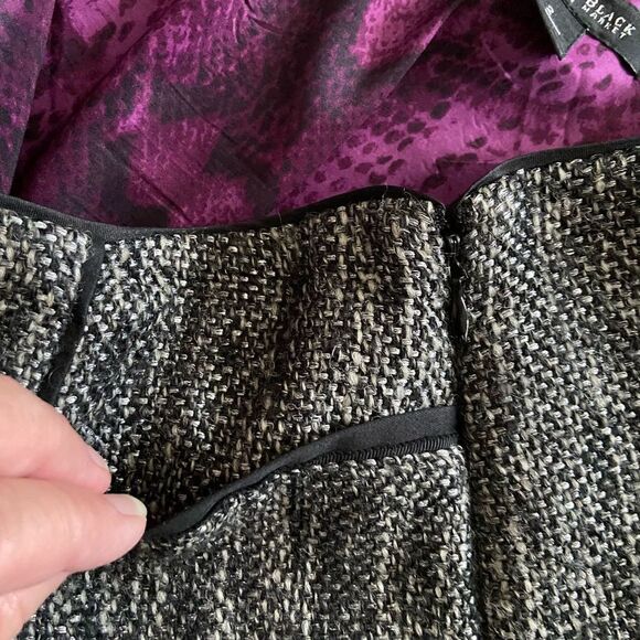WHBM Black White Silver Tweed Mini Skirt 2 - Picture 4 of 6